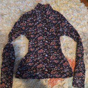 Rebecca Taylor RT La Vie Toile Fleur Navy Turtleneck